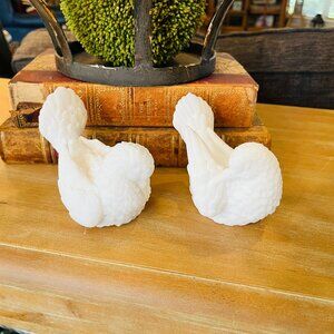 2 Italian white Santini Dove Figurines